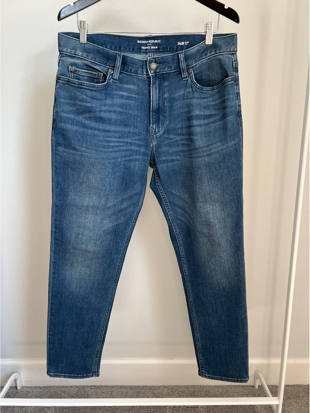 Banana Republic Travel Jeans Men’s 34x30 Slim Fit Stretch Medium Wash Denim